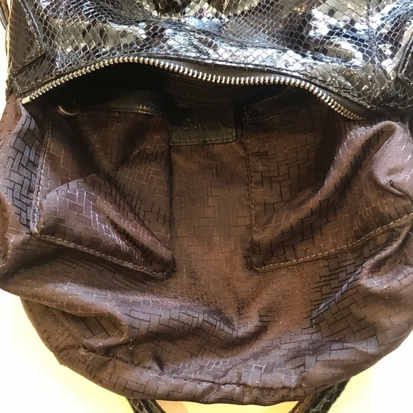 Cole Haan Black Embossed Snakeskin Shoulder Bag - Picture 15 of 16